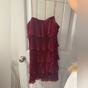 Elegant Burgundy Tiered Dress